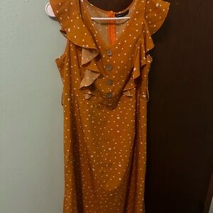 SHEIN Orange and White Polka Dot Dress
